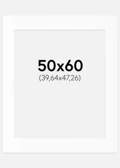 Passepartout Hvid Standard (Hvid kerne) 50x60 cm (39,64x47,26)