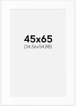 Passepartout Hvid Standard (Hvid kerne) 45x65 cm (34,56x54,88)