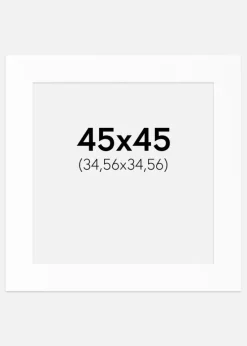 Passepartout Hvid Standard (Hvid kerne) 45x45 cm (34,56x34,56)