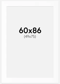 Passepartout Hvid Standard (Hvid kerne) 60x86 cm (49x75)