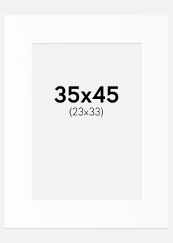 Passepartout Hvid Standard (Hvid kerne) 35x45 cm (23x33)