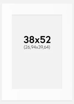 Passepartout Hvid Standard (Hvid kerne) 38x52 cm (26,94x39,64)
