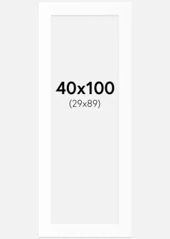 Passepartout Hvid Standard (Hvid kerne) 40x100 cm (29x89)
