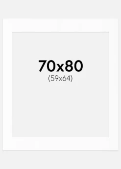 Passepartout Hvid Standard (Hvid kerne) 70x80 cm (59x64)