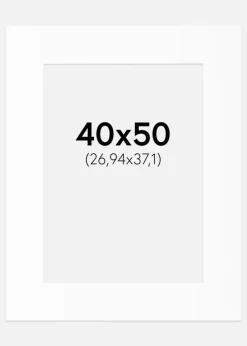 Passepartout Hvid Standard (Hvid kerne) 40x50 cm (26,94x37,1)