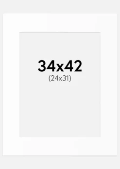 Passepartout Hvid Standard (Hvid kerne) 34x42 cm (24x31)