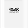 Passepartout Hvid Standard (Hvid kerne) 40x50 cm (28,7x41 - A3)