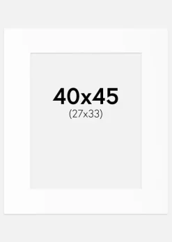 Passepartout Hvid Standard (Hvid kerne) 40x45 cm (27x33)