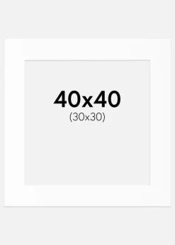 Passepartout Hvid Standard (Hvid kerne) 40x40 cm (30x30)