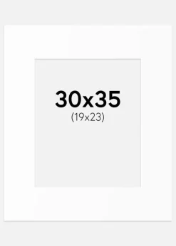 Passepartout Hvid Standard (Hvid kerne) 30x35 cm (19x23)