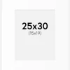 Passepartout Hvid Standard (Hvid kerne) 25x30 cm (15x19)