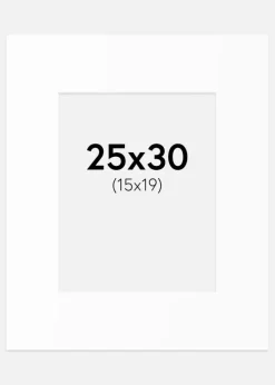 Passepartout Hvid Standard (Hvid kerne) 25x30 cm (15x19)