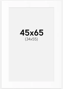 Passepartout Hvid Standard (Hvid kerne) 45x65 cm (34x55)