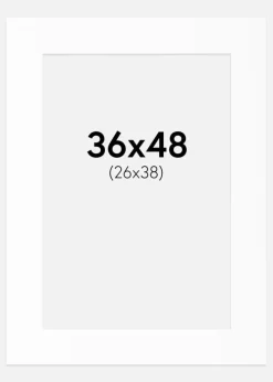 Passepartout Hvid Standard (Hvid kerne) 36x48 cm (26x38)