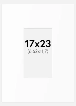 Passepartout Hvid Standard (Hvid kerne) 17x23 cm (6,62x11,7)