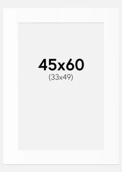 Passepartout Hvid Standard (Hvid kerne) 45x60 cm (33x49)