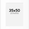 Passepartout Hvid Standard (Hvid kerne) 35x50 cm (21,86x29,48)