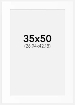 Passepartout Hvid Standard (Hvid kerne) 35x50 cm (26,94x42,18)