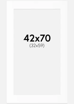 Passepartout Hvid Standard (Hvid kerne) 42x70 cm (32x59)