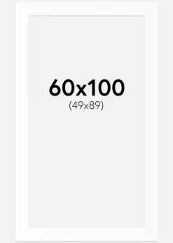 Passepartout Hvid Standard (Hvid kerne) 60x100 cm (49x89)