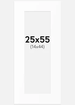 Passepartout Hvid Standard (Hvid kerne) 25x55 cm (14x44)