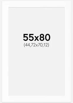 Passepartout Hvid Standard (Hvid kerne) 55x80 cm (44,72x70,12)