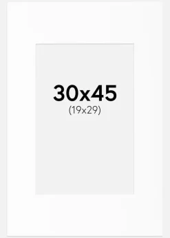 Passepartout Hvid Standard (Hvid kerne) 30x45 cm (19x29)