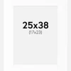Passepartout Hvid Standard (Hvid kerne) 25x38 cm (17x23)