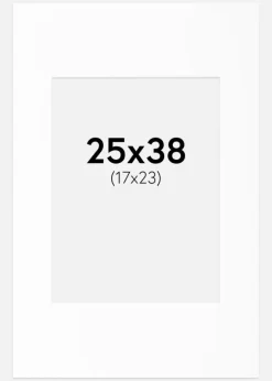 Passepartout Hvid Standard (Hvid kerne) 25x38 cm (17x23)