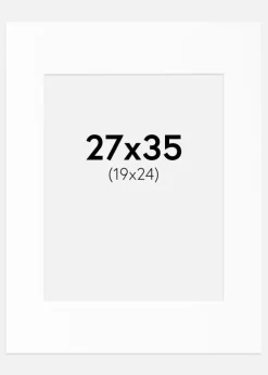 Passepartout Hvid Standard (Hvid kerne) 27x35 cm (19x24)