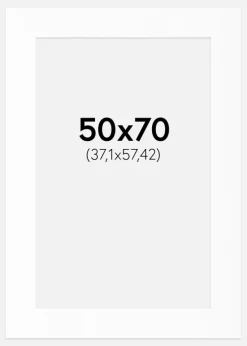 Passepartout Hvid Standard (Hvid kerne) 50x70 cm (37,1x57,42)