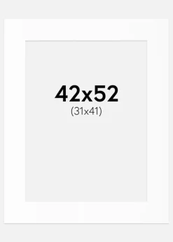 Passepartout Hvid Standard (Hvid kerne) 42x52 cm (31x41)