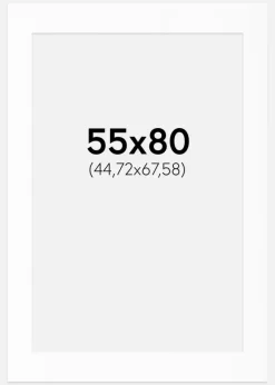 Passepartout Hvid Standard (Hvid kerne) 55x80 cm (44,72x67,58)