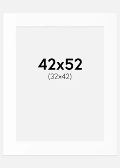 Passepartout Hvid Standard (Hvid kerne) 42x52 cm (32x42)