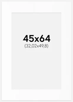 Passepartout Hvid Standard (Hvid kerne) 45x64 cm (32,02x49,8)