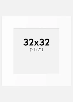 Passepartout Hvid Standard (Hvid kerne) 32x32 cm (21x21)