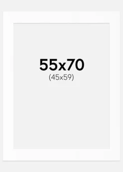 Passepartout Hvid Standard (Hvid kerne) 55x70 cm (45x59)