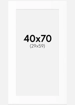 Passepartout Hvid Standard (Hvid kerne) 40x70 cm (29x59)