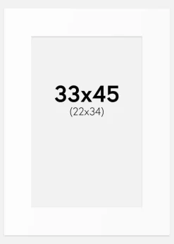 Passepartout Hvid Standard (Hvid kerne) 33x45 cm (22x34)