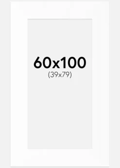 Passepartout Hvid Standard (Hvid kerne) 60x100 cm (39x79)