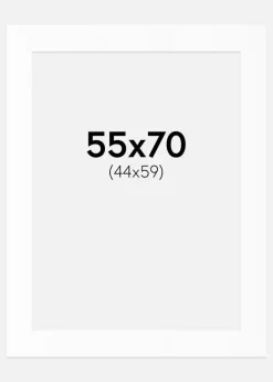 Passepartout Hvid Standard (Hvid kerne) 55x70 cm (44x59)