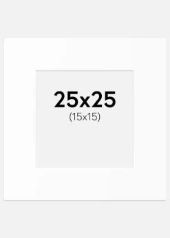 Passepartout Hvid Standard (Hvid kerne) 25x25 cm (15x15)