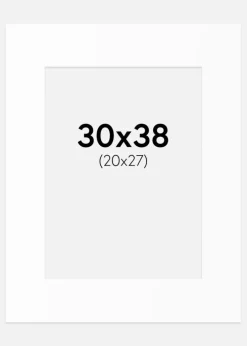 Passepartout Hvid Standard (Hvid kerne) 30x38 cm (20x27)