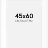 Passepartout Hvid Standard (Hvid kerne) 45x60 cm (34,56x47,26)
