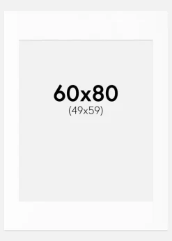 Passepartout Hvid Standard (Hvid kerne) 60x80 cm (49x59)