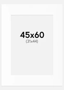 Passepartout Hvid Standard (Hvid kerne) 45x60 cm (31x44)