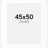 Passepartout Hvid Standard (Hvid kerne) 45x50 cm (33x40)