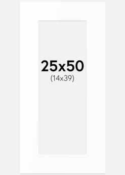 Passepartout Hvid Standard (Hvid kerne) 25x50 cm (14x39)