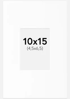 Passepartout Hvid Standard (Hvid kerne) 10x15 cm (4,5x6,5)