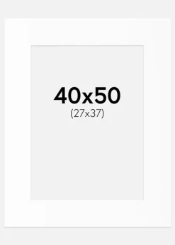 Passepartout Hvid Standard (Hvid kerne) 40x50 cm (27x37)